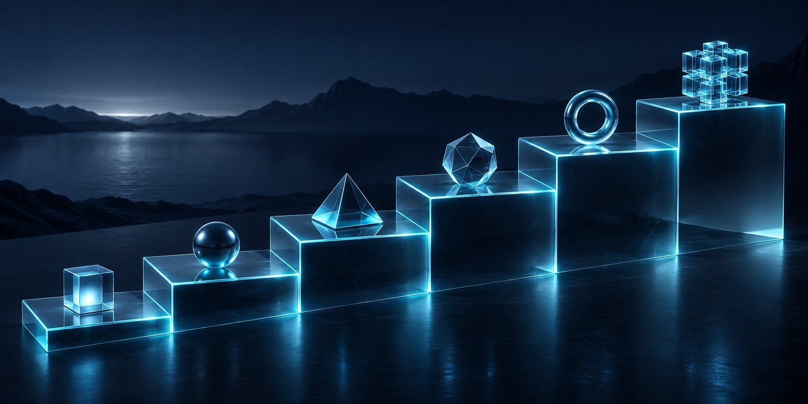 Six illuminated steps representing a structured learning journey